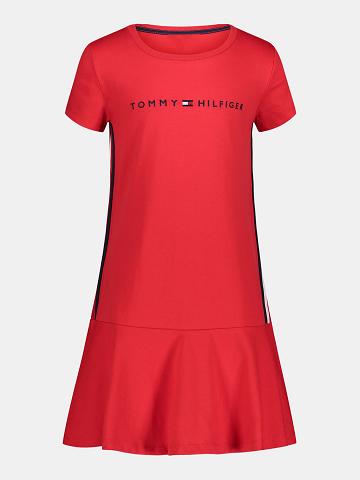 Lány Tommy Hilfiger Big Logo Tape T-Shirt Dresses Piros | HU 1727NWY